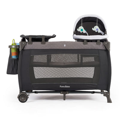Pamo Babe Newborn Bassinet Nursery Center Play Yard Crib w/ Changing Table, Gray - VMInnovations