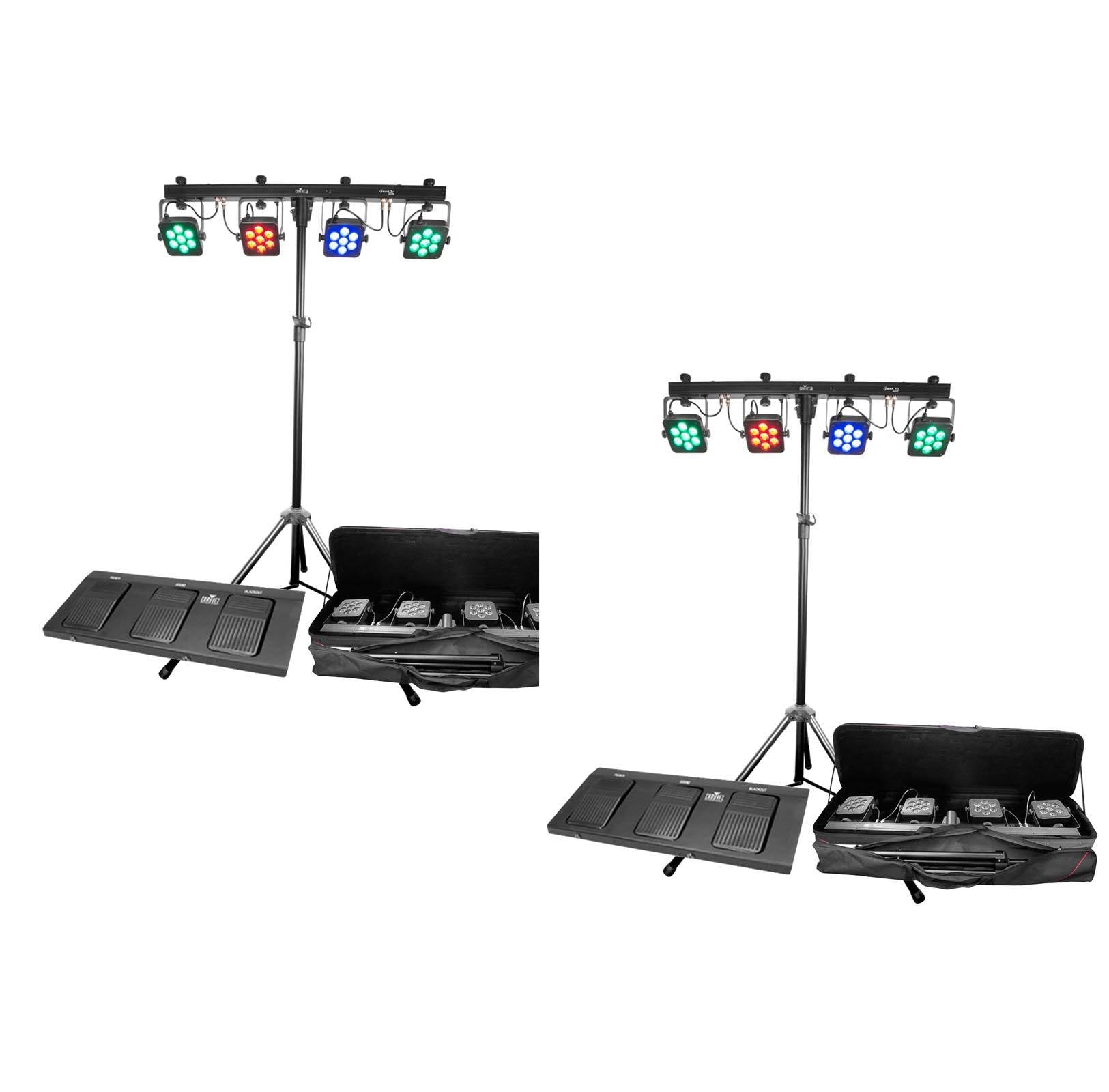 2) Chauvet DJ 4BAR TRI USB LED DMX Wash Light Bar Systems w/ Stands + Travel Bag