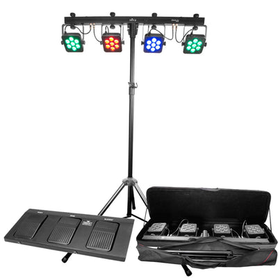 2) Chauvet DJ 4BAR TRI USB LED DMX Wash Light Bar Systems w/ Stands + Travel Bag