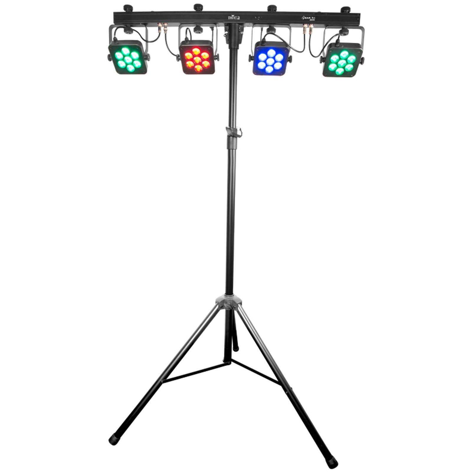 2) Chauvet DJ 4BAR TRI USB LED DMX Wash Light Bar Systems w/ Stands + Travel Bag