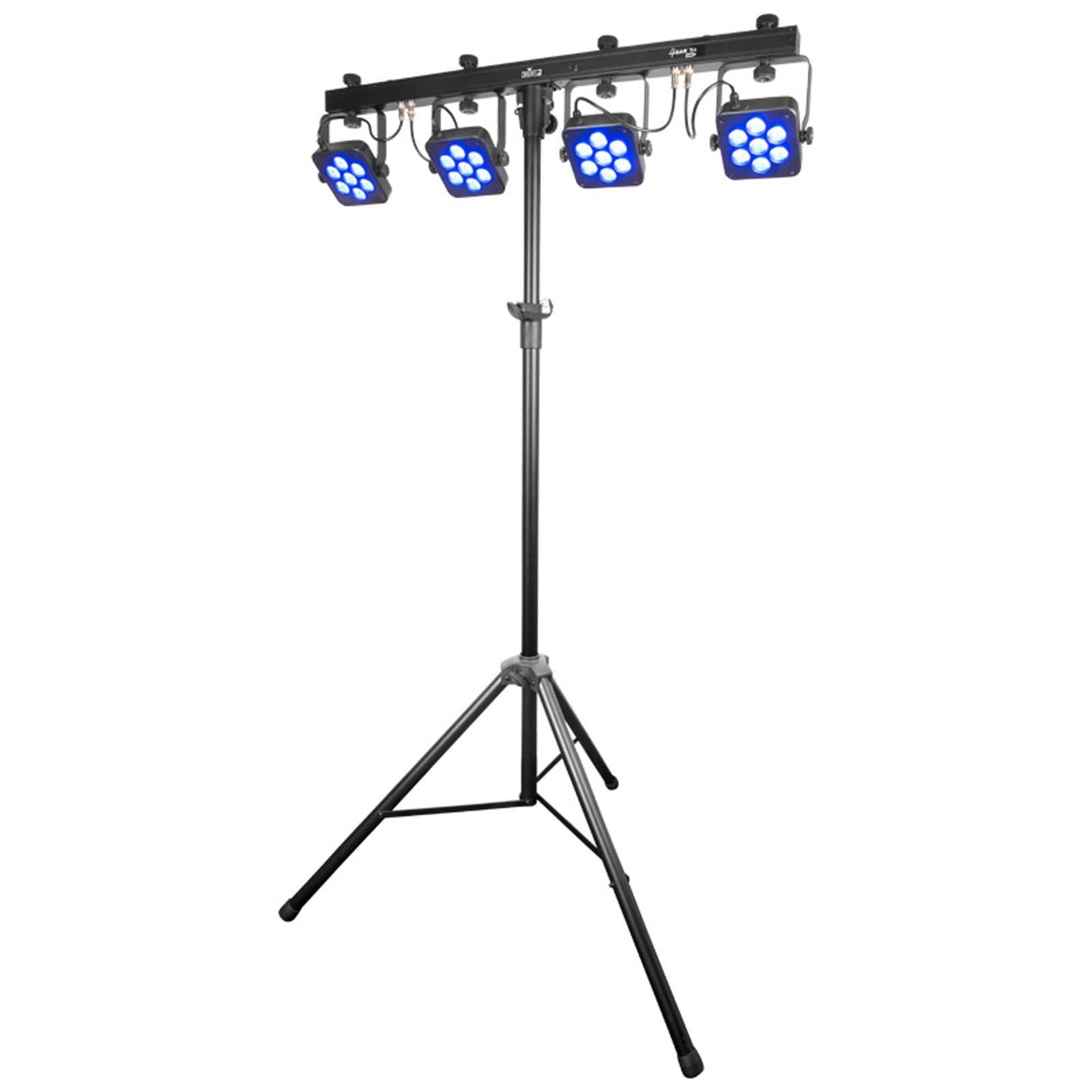 2) Chauvet DJ 4BAR TRI USB LED DMX Wash Light Bar Systems w/ Stands + Travel Bag