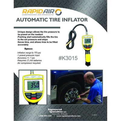 RapidAir K3015 Automatic Shutoff 175 PSI Digital Tire Inflator Gauge (Used) - VMInnovations