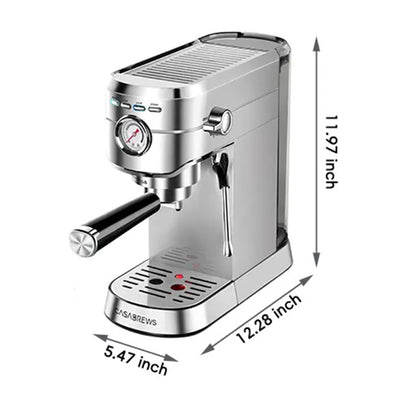 Sincreative Casabrews CM5418 20 Bar Brushed Stainless Steel Espresso Machine