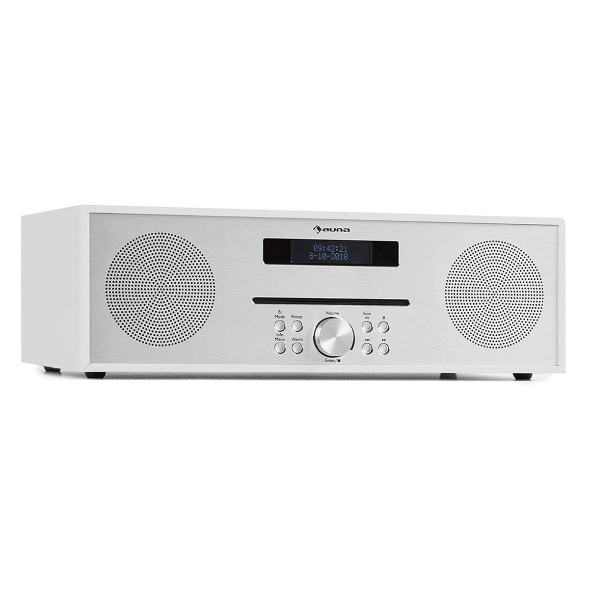 auna Silver Star Multifunction CD Player and FM Radio with Remote Control, White