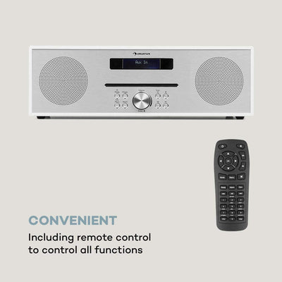auna Silver Star Multifunction CD Player and FM Radio with Remote Control, White