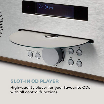 auna Silver Star Multifunction CD Player and FM Radio with Remote Control, White