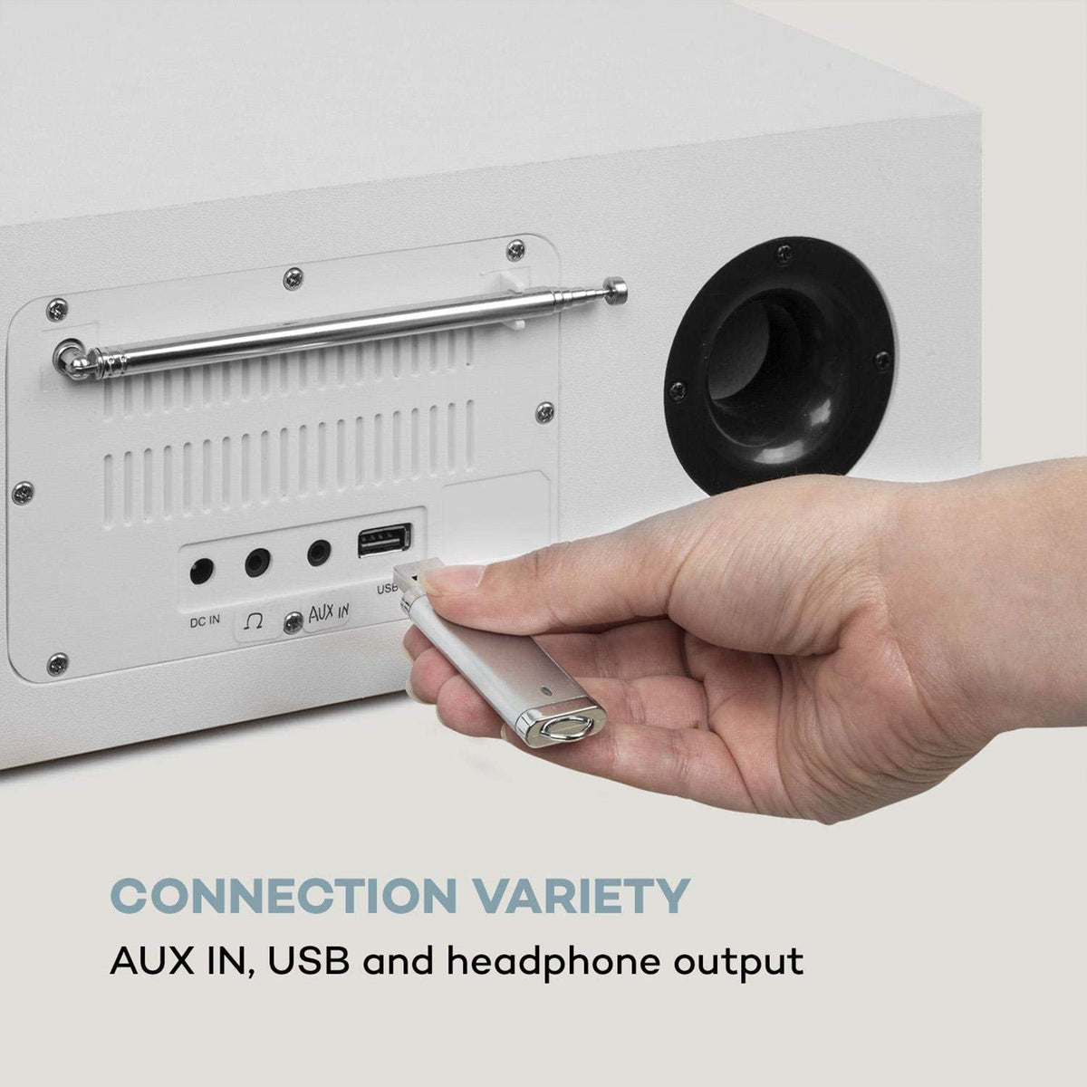 auna Silver Star Multifunction CD Player and FM Radio with Remote Control, White