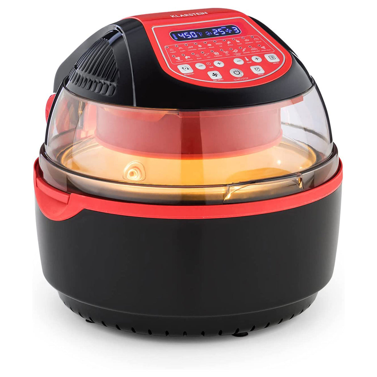 Klarstein VitAir Turbo Hot Air Fryer w/ Versatile 9.6 Quart Cooking Chamber, Red