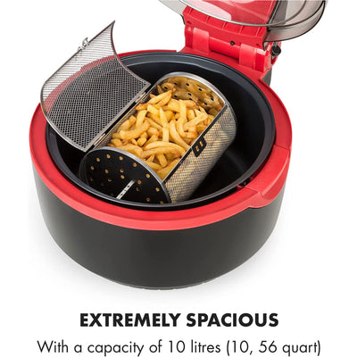 Klarstein VitAir Turbo Hot Air Fryer w/ Versatile 9.6 Quart Cooking Chamber, Red