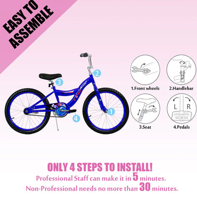 TRACER Logan 20 In Hi-Ten Steel Framed Freestyle BMX Style Beginners Bike, Blue - VMInnovations
