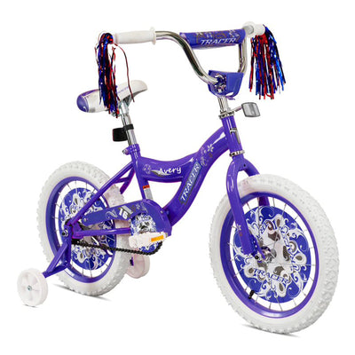 TRACER 16In Hi-Ten Steel Framed Kids Bike w/ Training Wheels, Purple (For Parts)