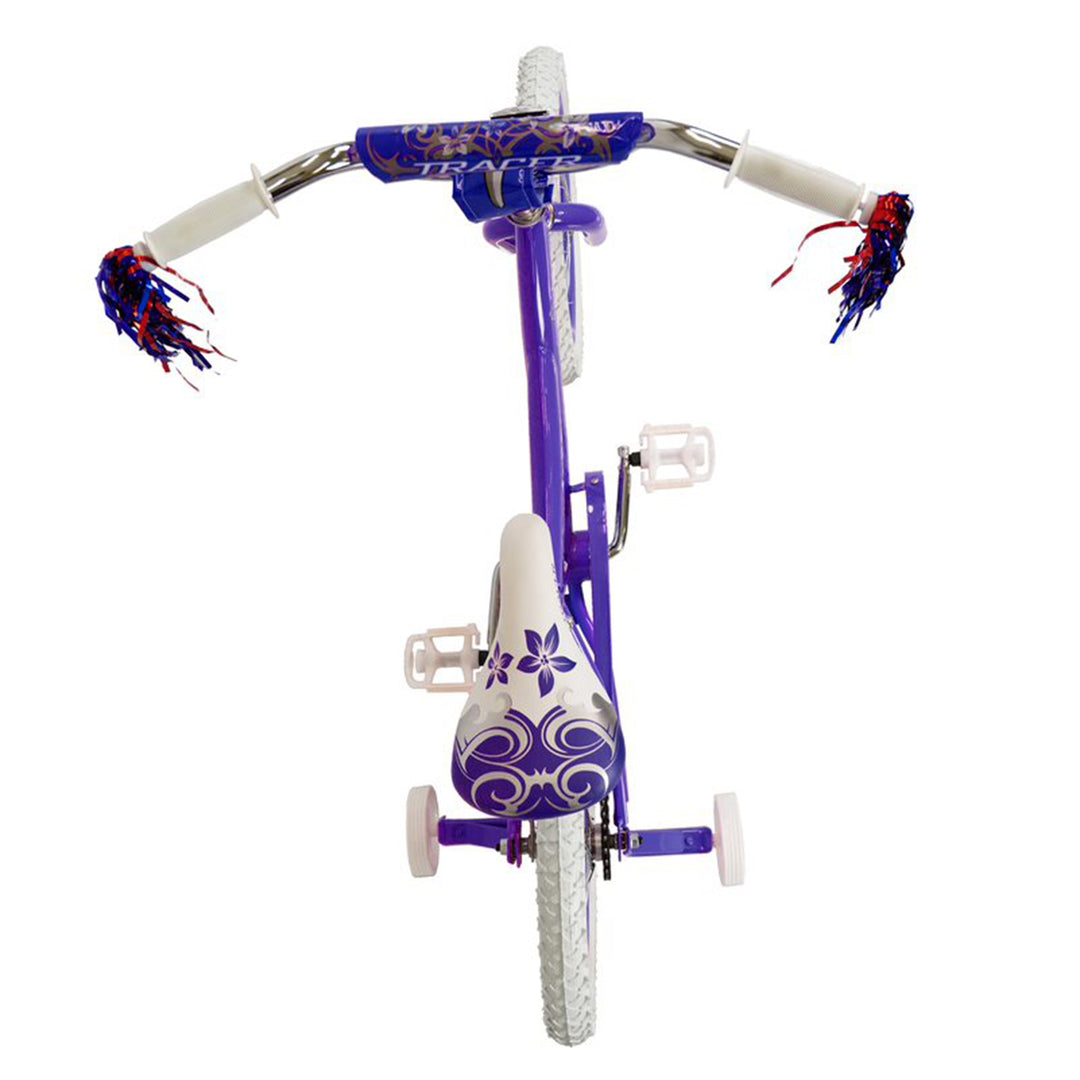 TRACER 16In Hi-Ten Steel Framed Kids Bike w/ Training Wheels, Purple (For Parts)