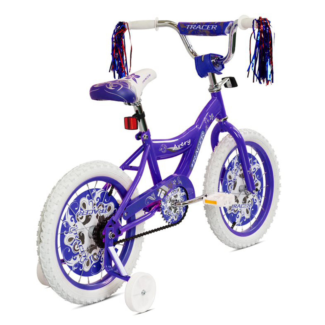 TRACER 16In Hi-Ten Steel Framed Kids Bike w/ Training Wheels, Purple (For Parts)