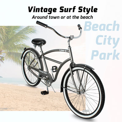 TRACER Taha 26" Beach Cruiser 7 Speed Steel Frame Men's Bicycle,Matte Grey(Used) - VMInnovations