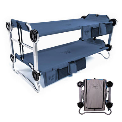 Disc-O-Bed Youth Kid-O-Bunk Benchable Bunk Double Cot w/ 2 Shelf Hanging Cabinet