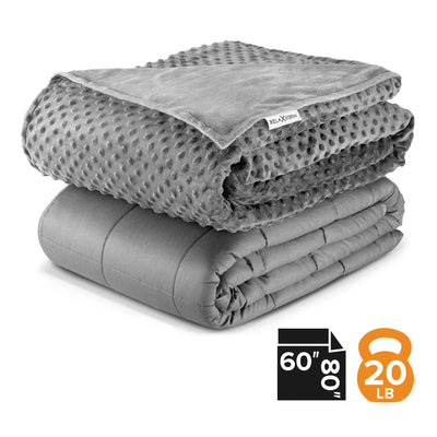 RELAX EDEN Adult Cotton Weighted Blanket w/Grey Cover, 60 x 80 In (Open Box)