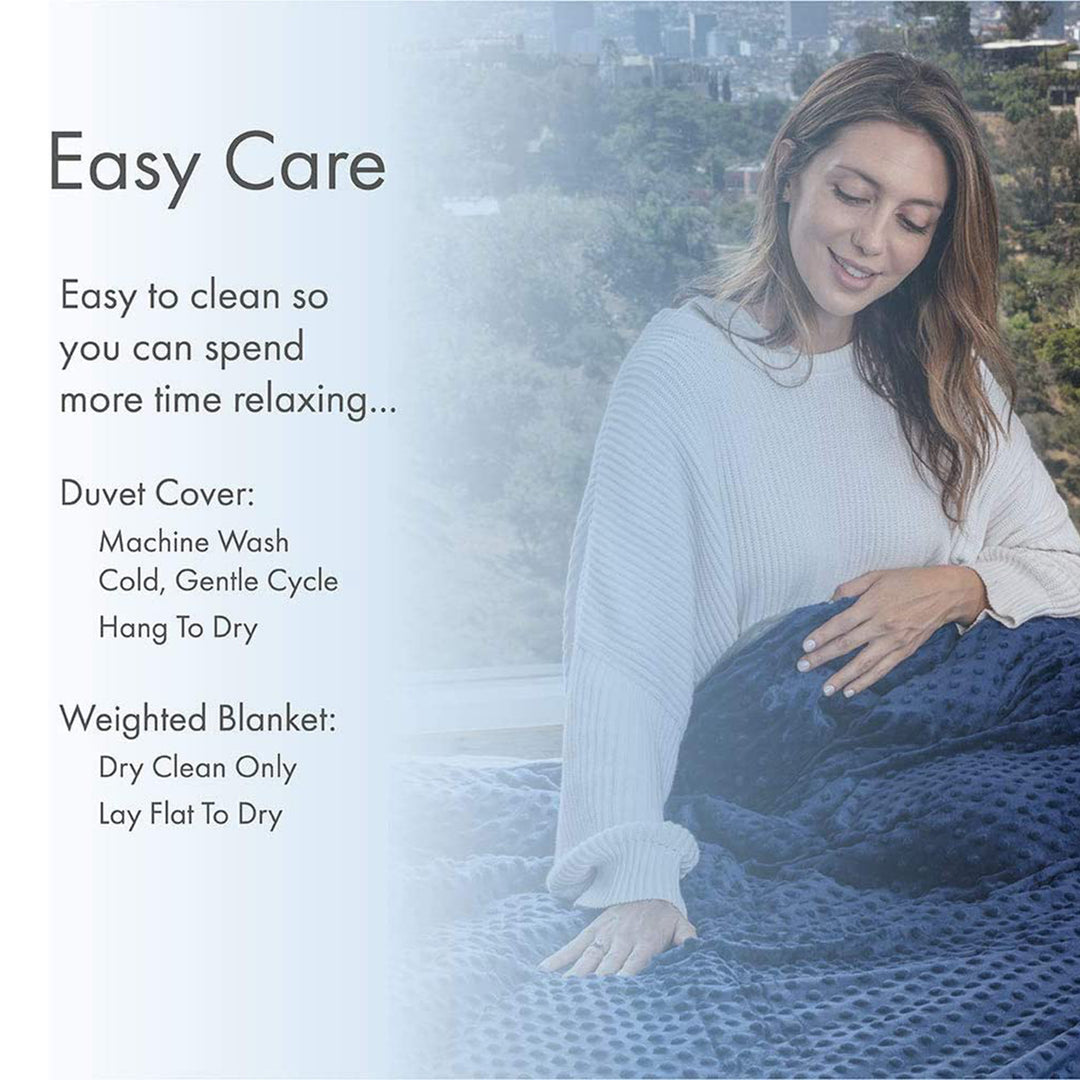 Adult Cotton Weighted Blanket w/ Navy Cover, 60 x 80 In, 20 Lb, Gray (Used)