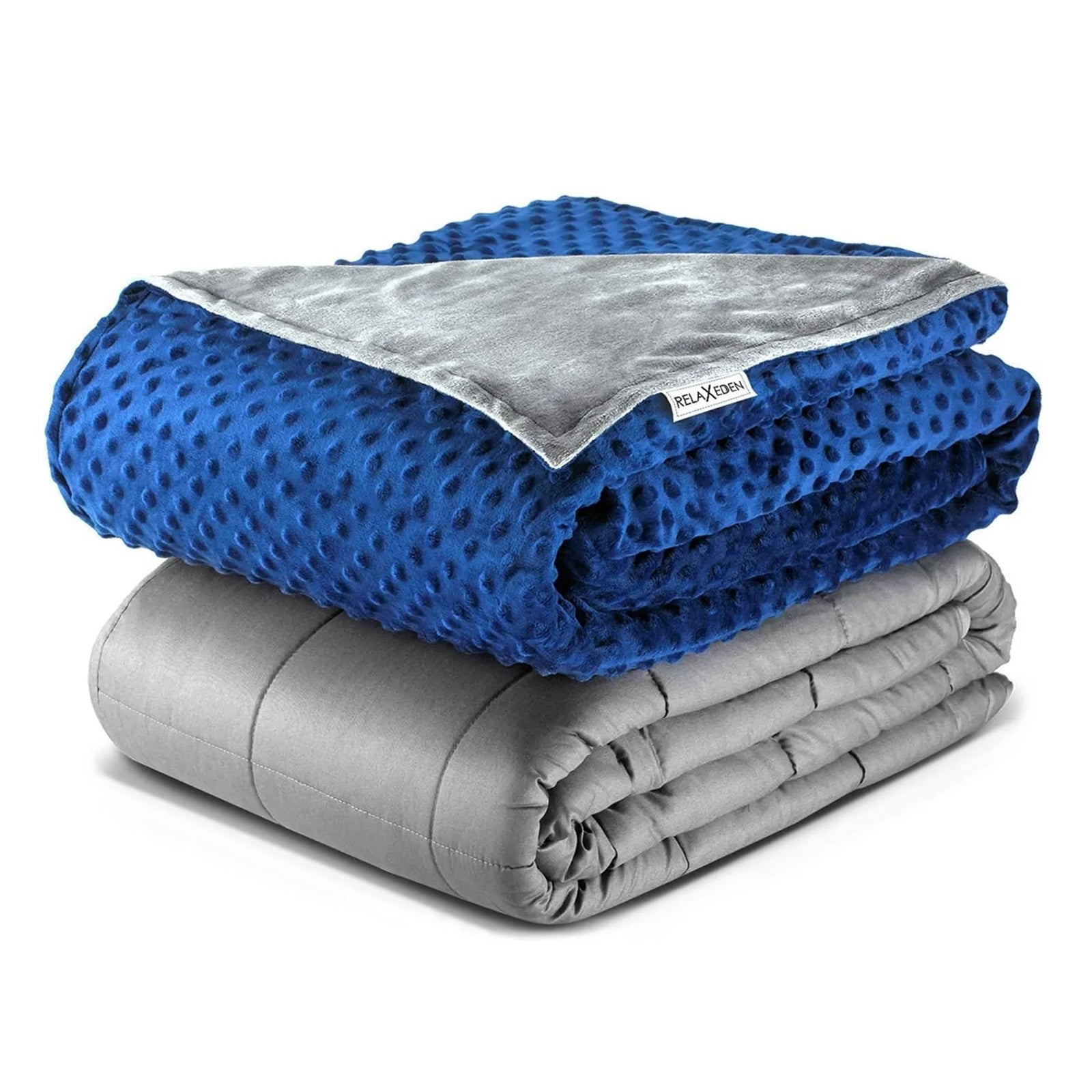 Adult Cotton Weighted Blanket w/ Navy Cover, 60 x 80 In, 20 Lb, Gray (Open Box) - VMInnovations