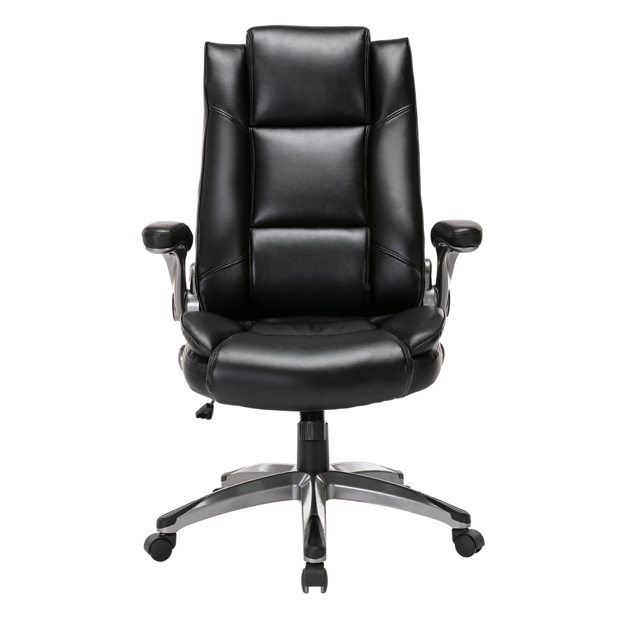 COLAMY High Back Leather Executive Office Chair w/ Flip Up Arms,Black (Open Box) - VMInnovations