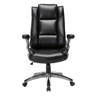 COLAMY High Back Leather Executive Office Chair w/ Flip Up Arms,Black (Open Box) - VMInnovations