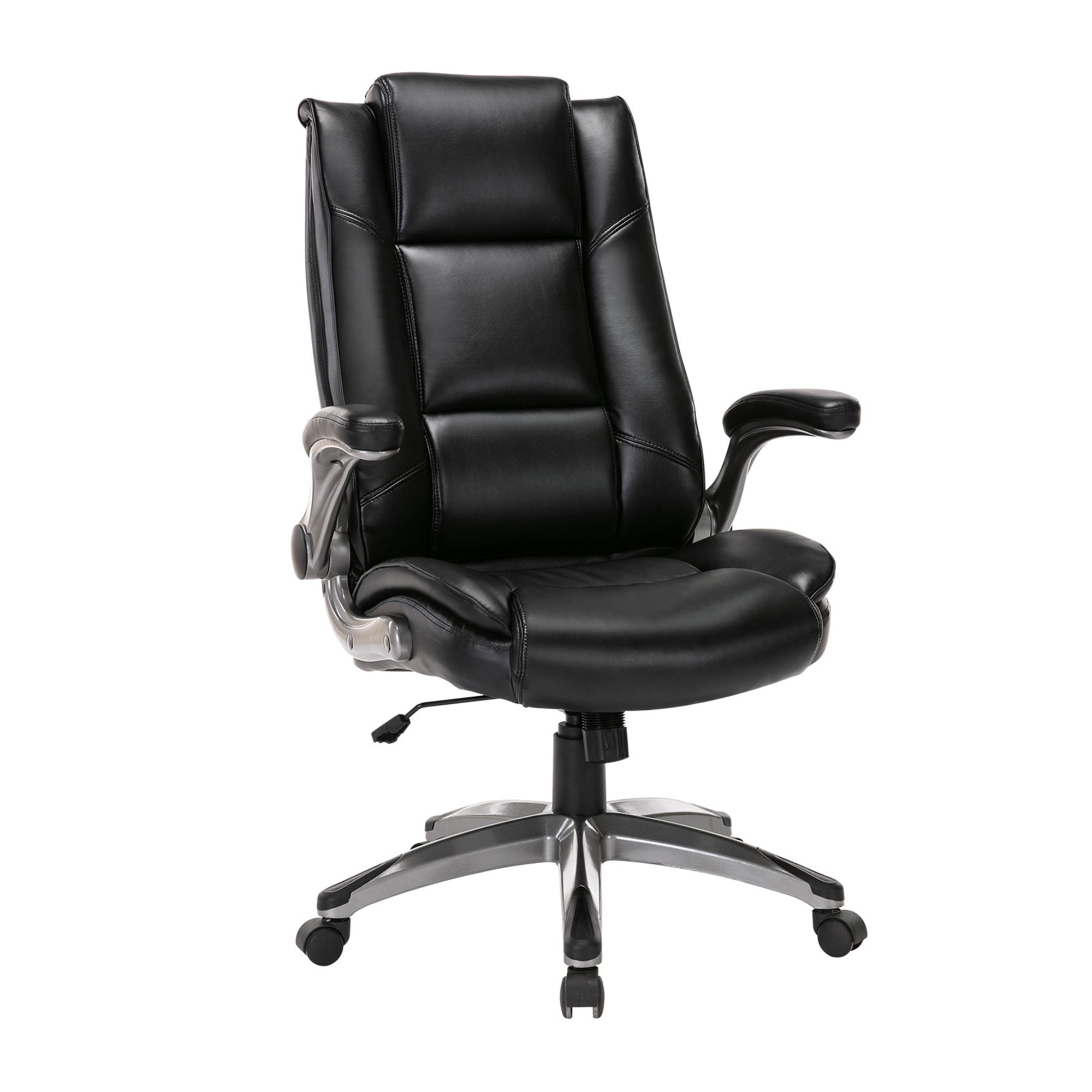 COLAMY High Back Leather Executive Office Chair w/ Flip Up Arms,Black (Open Box) - VMInnovations