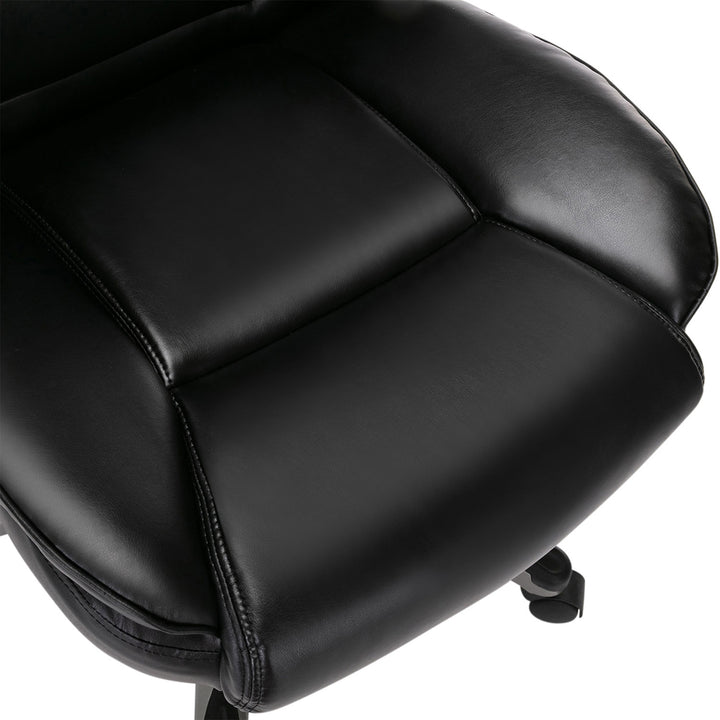 COLAMY High Back Leather Executive Office Chair w/ Flip Up Arms,Black (Open Box)