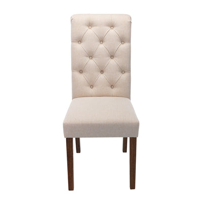 COLAMY Modern Tufted Armless Dining Chair, Solid Wood Legs,Beige(2 Pk)(Open Box) - VMInnovations
