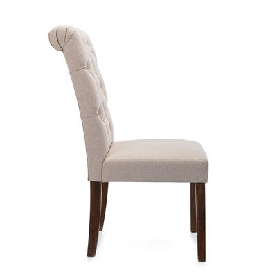COLAMY Modern Tufted Armless Dining Chair, Solid Wood Legs,Beige(2 Pk)(Open Box) - VMInnovations