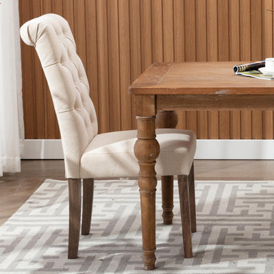COLAMY Modern Tufted Armless Dining Chair, Solid Wood Legs,Beige(2 Pk)(Open Box) - VMInnovations