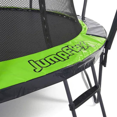 Jumpflex Flex120 12 Foot Trampoline with Enclosure and Ladder, Black and Green