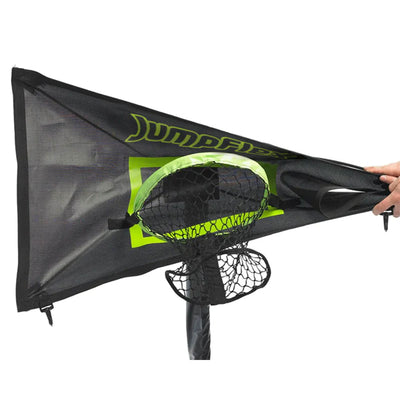 JumpFlex HERO 10' Trampoline w Basketball Hoop, Safety Enclosure, Net Attachment