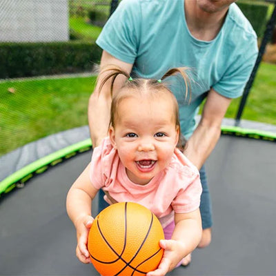 JumpFlex HERO 10' Trampoline w Basketball Hoop, Safety Enclosure, Net Attachment