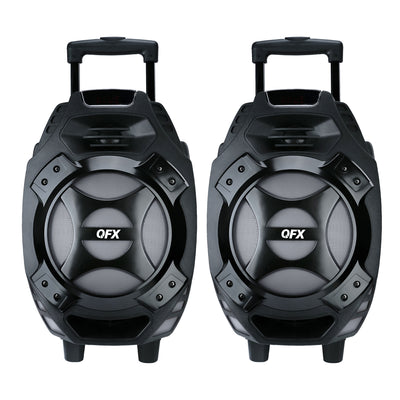 QFX 8" Portable Bluetooth Party Speaker with Microphone and Remote (2 Pack) - VMInnovations