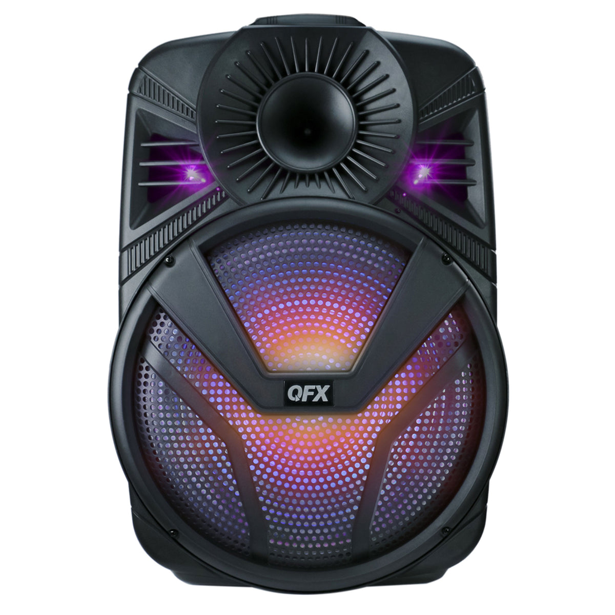 QFX 15 Inch Rechargeable Bluetooth Speaker System w/ LED Lights & Mics (4 Pack)