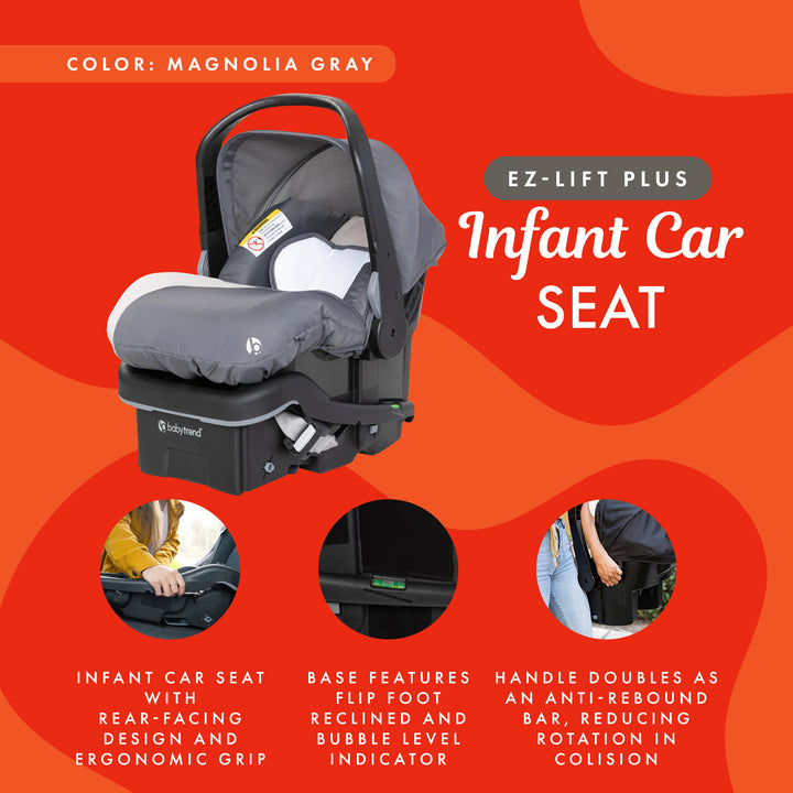 Baby Trend EZ-Lift Plus Lightweight Infant Car Seat, Cozy Cover & Base, Magnolia