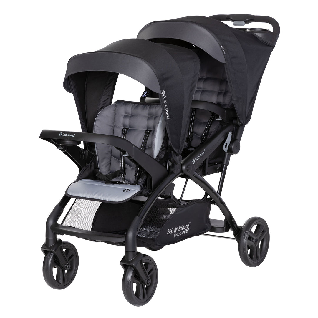 Sit N' Stand Double Stroller 2.0 DLX w/5 Point Safety Harness, Stormy (Open Box)