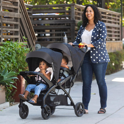 Sit N' Stand Double Stroller 2.0 DLX w/5 Point Safety Harness, Stormy (Used) - VMInnovations