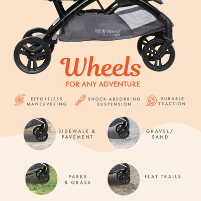 Baby Trend Sit N' Stand Double Stroller 2.0 DLX with 5 Point Harness, Magnolia
