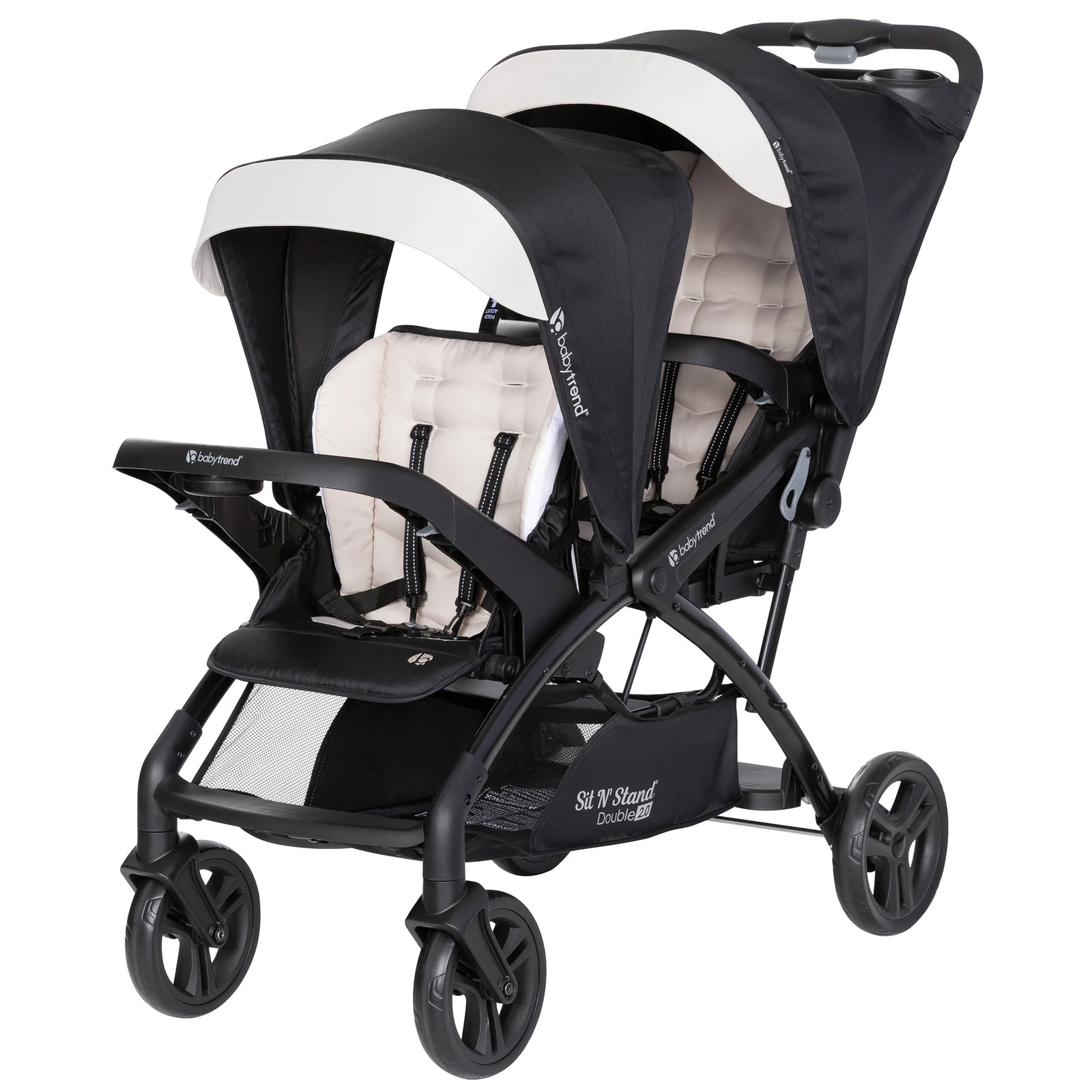Baby Trend Sit N' Stand Double Stroller 2.0 DLX w/5 Point Harness, Modern Khaki - VMInnovations