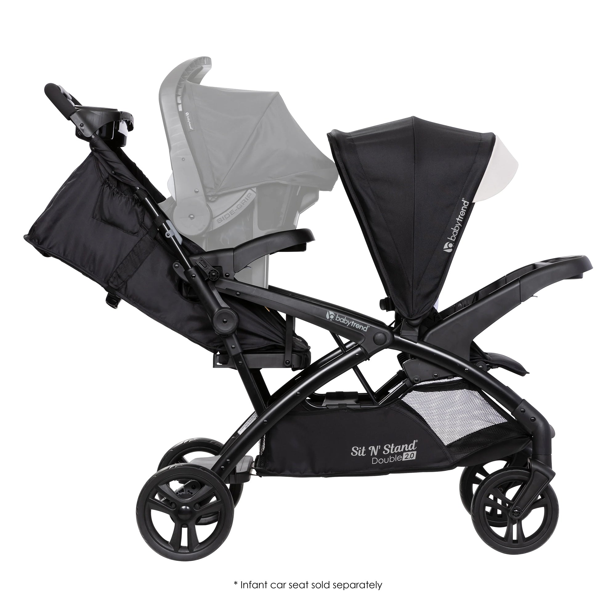 Baby Trend Sit N' Stand Double Stroller w/5 Point Harness, Modern Khaki (Used) - VMInnovations