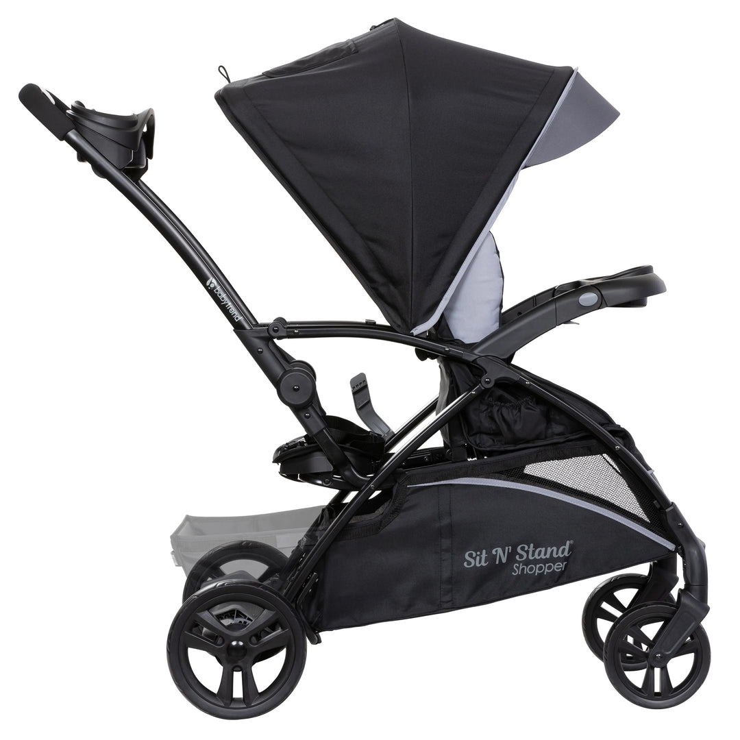 Sit N' Stand 5 in 1 Shopper Stroller w/ Canopy and Basket, Stormy (Open Box)