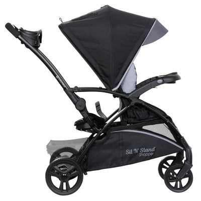 Sit N' Stand 5 in 1 Shopper Stroller with Canopy and Basket, Stormy (Used)
