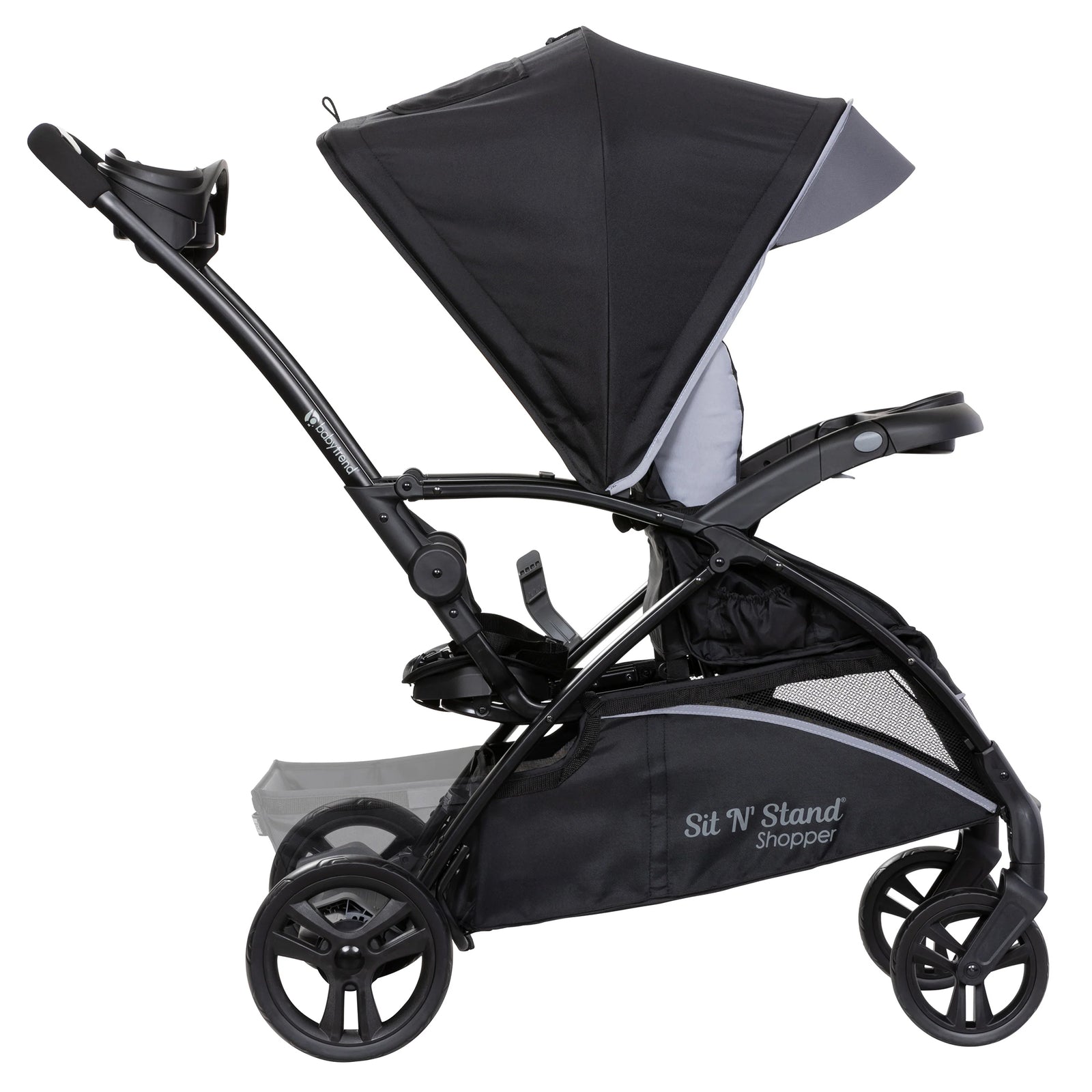 Sit N' Stand 5 in 1 Shopper Stroller with Canopy and Basket, Stormy (Used) - VMInnovations