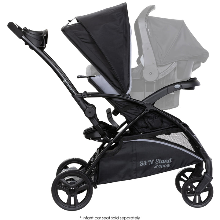 Sit N' Stand 5 in 1 Shopper Stroller w/ Canopy and Basket, Stormy (Open Box)