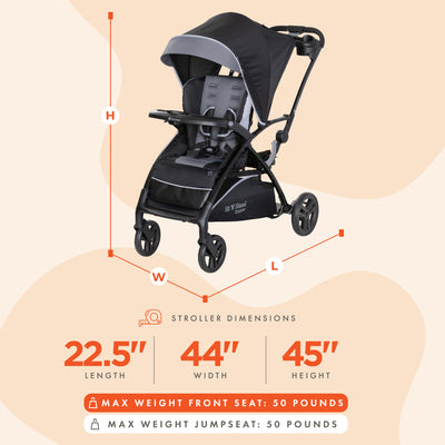 Sit N' Stand 5 in 1 Shopper Stroller with Canopy and Basket, Stormy (Used) - VMInnovations