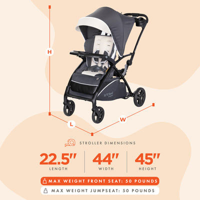 Baby Trend Sit N' Stand 5 in 1 Stroller with Canopy and Basket, Magnolia (Used) - VMInnovations
