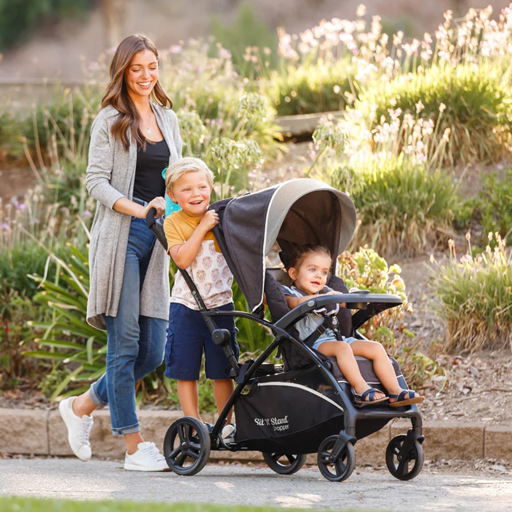 Sit N' Stand 5 in 1 Shopper Stroller with Canopy and Basket, Magnolia (Open Box)