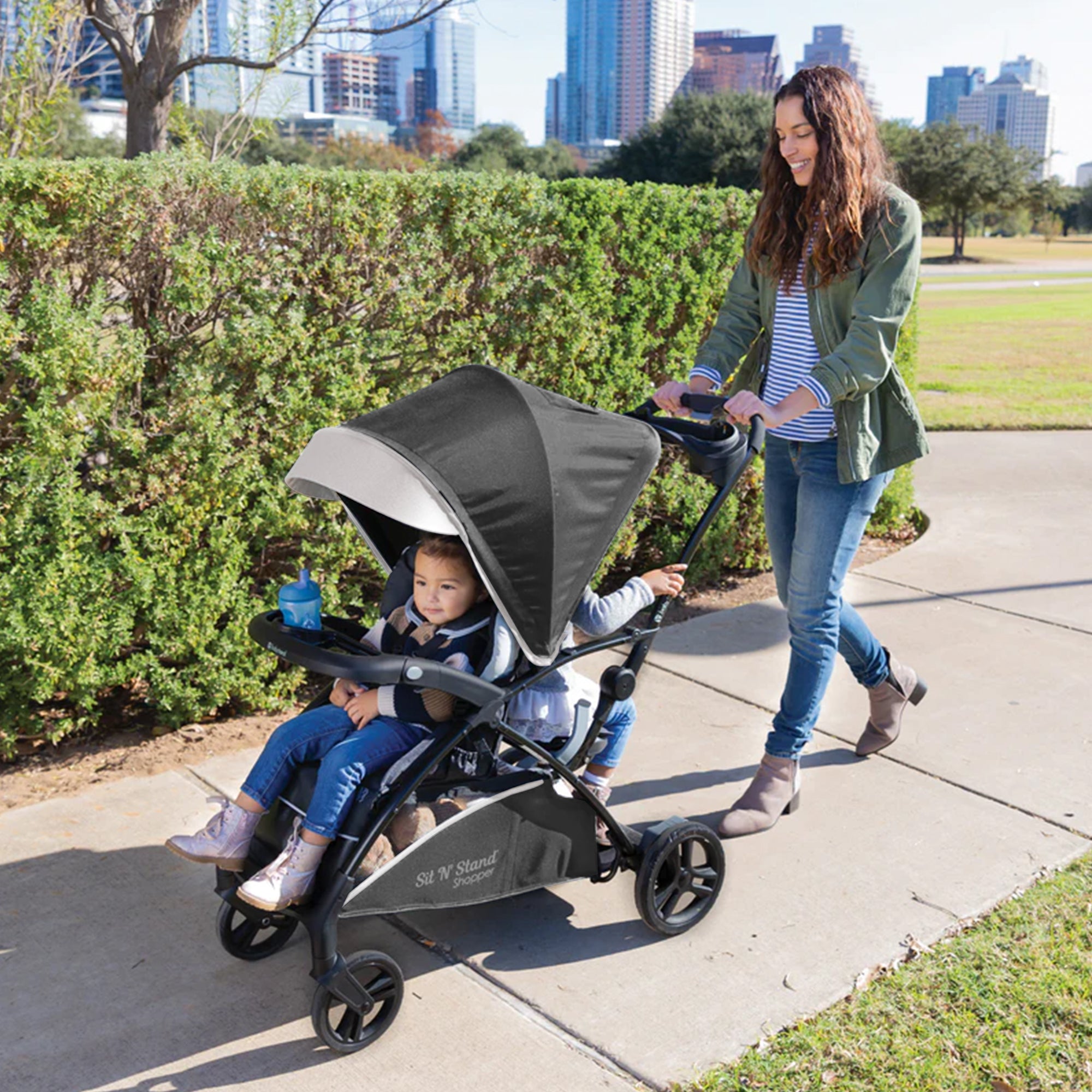 Baby Trend Sit N' Stand 5 in 1 Stroller with Canopy and Basket, Magnolia (Used) - VMInnovations