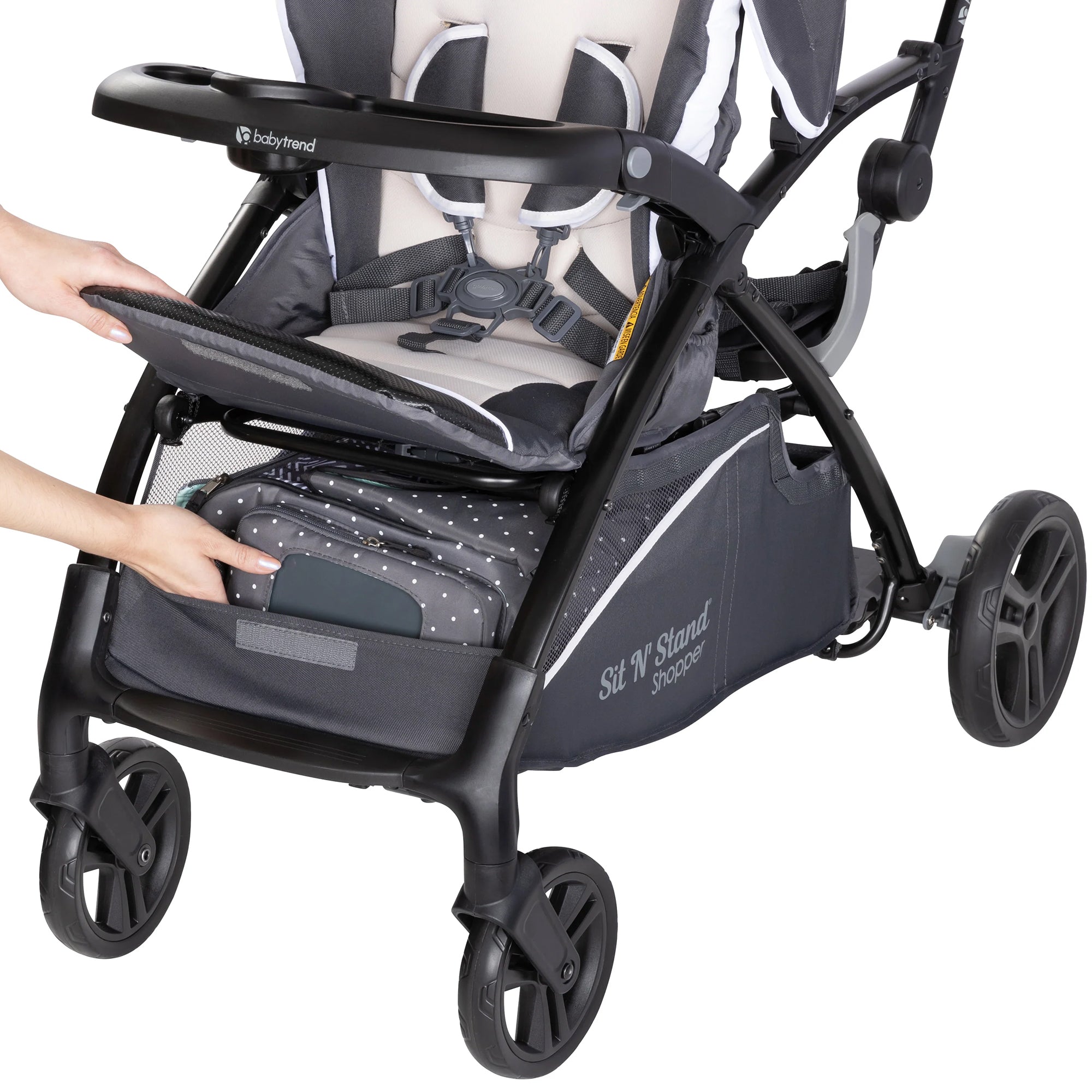 Baby Trend Sit N' Stand 5 in 1 Stroller with Canopy and Basket, Magnolia (Used) - VMInnovations