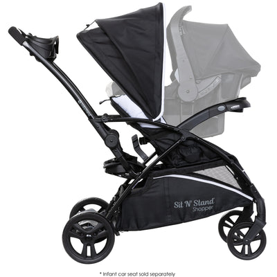 Baby Trend Sit N' Stand 5 in 1 Shopper Stroller w/Canopy & Basket, Khaki (Used) - VMInnovations